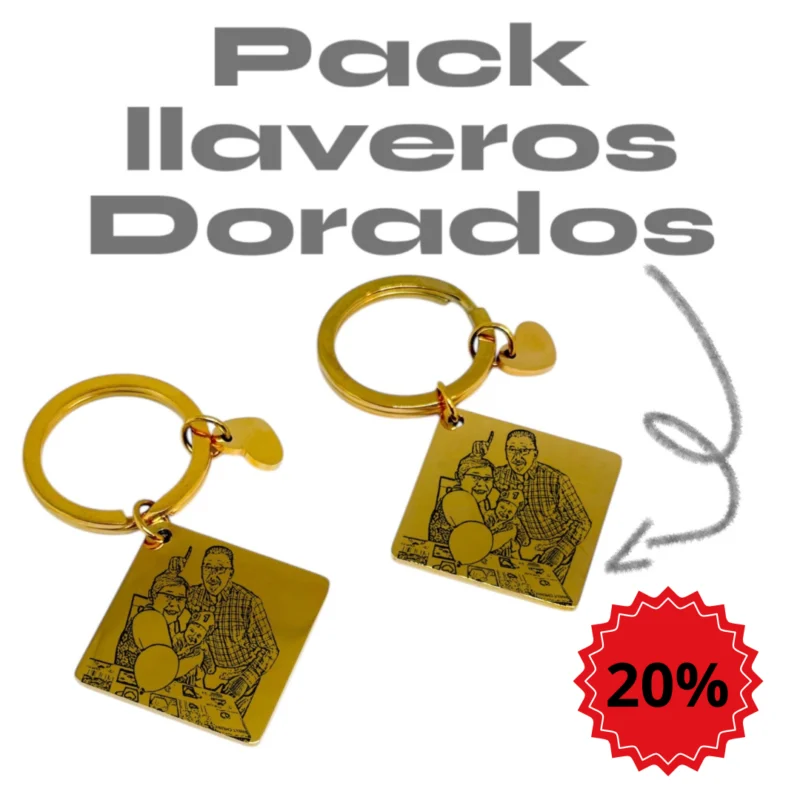 PACK LLAVEROS PERSONALIZADOS DORADOS