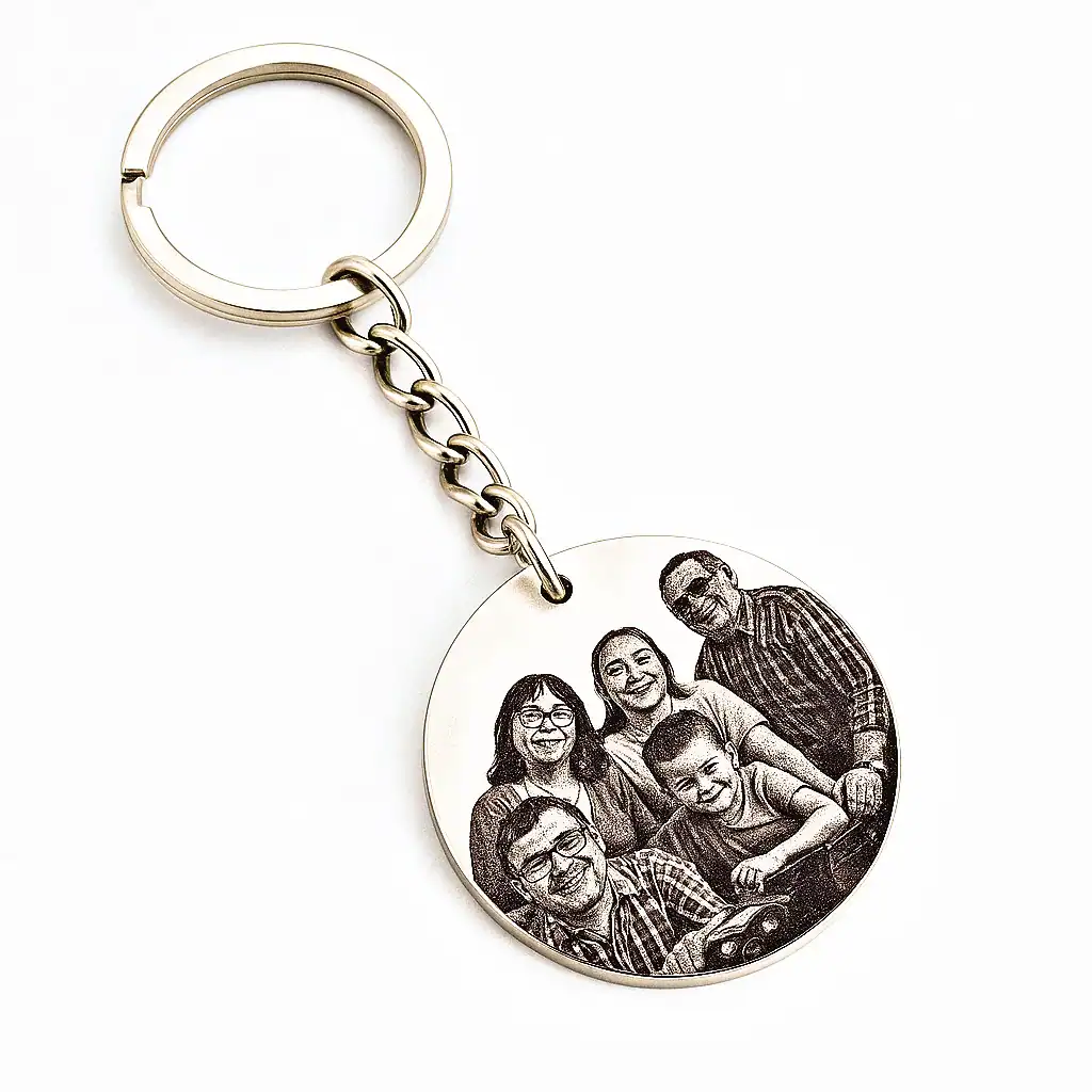 Llavero grabado con foto y texto